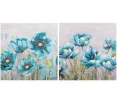 Adda Home Set 2 Lienzos Flores Pintados a Mano 60x2x60 Cm - Decoración de Pared