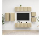 vidaXL Juego de muebles de salón 8 piezas roble Sonoma
