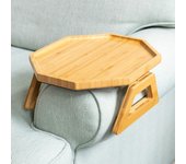 Mesa con brazo de bambú para sofá, mesa con bandeja con clip para sofás. Bandeja de brazo para sofá
