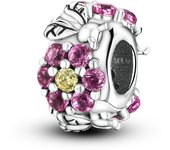 Pink Silver Plated Butterfly Flower Cat Girl Ballerina Shoe Charm Beads Fit Bracelet Necklace Pendant DIY Jewelry Making
