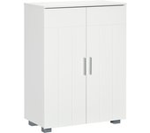 kleankin Armario de Baño con 2 Puertas y 2 Estantes Ajustables de 7 Niveles Mueble Auxiliar de Almacenaje para Salón Cocina Antivuelco 60x30x80 cm Blanco