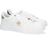 Davinia Shoes Zapatillas Deportivas Casual de Mujer De plataforma con Detalle Metalico en el Lateral y Perforaciones, Comodas y Elegantes, Cierre de Cordones. Shoes&Blues.es FC-15-Oro