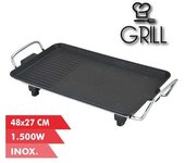 Muvip Plancha de Asar Eléctrica 1500W - 2 Zonas Lisa y Grill - Placa Antiadherente