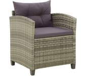 vidaXL Sillón de jardín con cojines ratán sintético gris