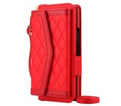 Luxury Card Slot Phone Holder Leather Case for Samsung Galaxy Z Fold 6 5 4 3 Fold6 Fold5 Wallet Strap Cover Crossbody Cases Etui