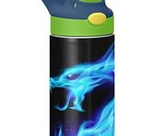 Botella de agua para niños con tapa de paja de acero inoxidable con aislamiento al vacío, taza de viaje con vaso de doble pared, taza térmica, cantimplora de metal