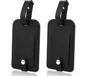 Etiquetas de equipaje de cuero, conjunto de etiquetas para tarjeta de identificación con nombre de maleta, accesorios de bolso de viaje, 2 uds.
