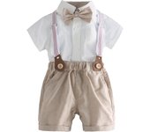 Baby Boy Bow Formal Romper Clothes Suits Infant Gentleman Party Suit Soft Cotton Jumpsuit Newborn Suspender Pants Toddler Set