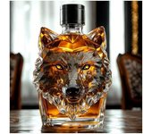 Decantador de whisky único, botella de whisky con cabeza de lobo de 350 ml, perfecto para decorar el bar del hogar.