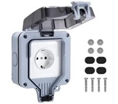 Toma de corriente impermeable IP66, toma de corriente para exteriores resistente a la intemperie, caja de conexiones para exteriores montada en la pared, protección de regleta para cocina, garaje, baño, piscina y jardín