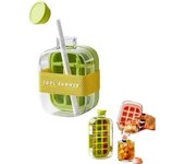 Cubitera portátil con tapa y recipiente, 500/800 ml, sin contacto, fácil de liberar, perfecta para café, jugos y bebidas.