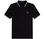 Fred Perry Polo Twin Tipped Negro Hombre - Tejido de Piqué de Algodón