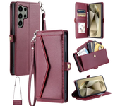 Flip Leather Phone Case for Samsung Galaxy S24 Ultra S23 FE S22 S21 S20 S10 Plus Note 20 10 9 8 Long Lanyard Wallet Card Cover