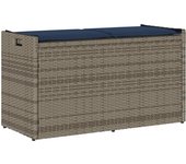 vidaXL Banco de almacenaje con cojín gris claro 100 cm ratán sintético en color Gris claro y gris oscuro/gris y azul marino/Negro y blanco crema y más | acolchados duraderos para sofás de jardín terraza exterior