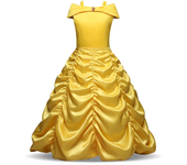 2024 Cosplay Belle Princess Dress Girls Dresses For Beauty and the beast Kids Party Clothing Magic stick crown Children Costume