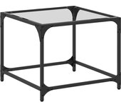 vidaXL Mesa de centro superficie vidrio transparente acero 50x50x40 cm Transparente, Negro, Mesita de Salón o Comedor o Auxiliar Mesa de Café Meuble Salón