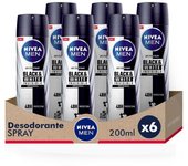 NIVEA MEN Pack ahorro - Black & White Invisible Original Spray Desodorante para hombre 200ml x 6 unidades