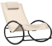 vidaXL Tumbona con almohada acero y textilene Negro, Gris, Crema Sillas de Exterior Ideal para jardín, playa, piscina, terraza Tumbona Piscina Tumbonas Playa Tumbonas Jardín Exterior
