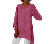 Cotton Linen Casual T-shirts Top Women Plus Size Elegant Shirts Tees 2023 Autumn Oversized Female Clothing Solid Pullover Y2K Cr