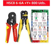 WOZOBUY Wire Terminals Ratcheting Ferrule Crimper Tool HSC8 6-6A/6-4A - 24-10AWG Wire Stripper,Wire Terminals Crimper Kit