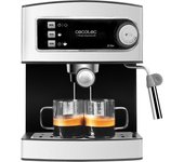 Cafetera Cecotec Power Espresso 20, Máquina de café expresso, 20 bares, 850 W, vaporizador, 2 tazas, superficie calienta tazas, indicadores luminosos, acero inoxidable
