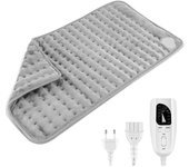 Manta térmica temporizada con 6 configuraciones de calefacción, lavable a máquina, tapete eléctrico, protección contra sobrecalentamiento, para rodillas, cuello, pies y caderas (30 x 60 cm) (gris)