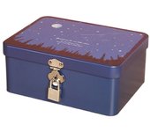Vintage Large Capacity Tinplate Box with Lock Key Desktop Storage Case Metal Box Jewelry Storage Empty Box