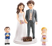 Figura Novios para pastel, tarta de Boda - Poliresina,Familia con hijos decoracion aniversario ADA Y SUS DETALLES