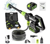 Lavadora de Alta Presión Inalámbrica 1200W 120bar - Pistola de Agua Pulverizada - Boquilla Multifuncional - Limpieza - Lavado de Coche de Espuma - Incluye 2 Baterías y una Carga