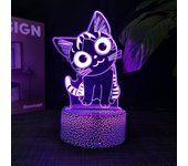 Cheese Cat 3D Illusion Night Light Table Lamp 16 Colors Auto Gradient USB Powered LED Light with Touch Switch Gift for Kids
