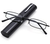 Portable Lightweight Slim Reading Glasses with Tube Case Anti Blue Light Readers Glasses for Men Women Mini Compact Eyeglasses