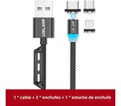 USLION 3 In 1 USB Magnetic Cable With Plugs Storage Case Type C Cable LED Mobile Phone Charging Data Charge Wire Micro USB Cord