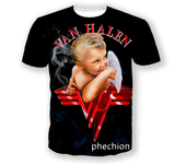 2024 phechion New Fashion Men/Women Van Halen Band 3D Print Short Sleeve T-Shirt Casual Hip Hop Summer T Shirt Tops S150