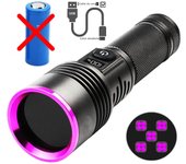 High Power Black Mirror Purple Light Detection Torch Powerful 365NM UV Flashlight Type-C USB Rechargeable LED Ultraviolet Lamp