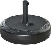 Outsunny Base de Sombrilla Soporte de Parasol Redondo Rellenable de Agua 30 kg Apto para Postes de 38mm 48 mm Metal y Plástico para Jardín Terraza Ø55x38 cm Negro