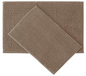 Juego de alfombras de baño de 2 piezas, juego de alfombrillas de baño de felpa de chenilla suave de secado rápido con respaldo de goma, juego de alfombras de baño absorbentes, alfombras de baño lavables para baño, blanco, 24 x 16 + 30 x 20