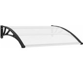 vidaXL Marquesina para puerta PC negro y transparente 120x75 cm