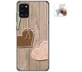 Tumundosmartphone Funda Gel Tpu para Samsung Galaxy A31 diseño Corazones Madera Dibujos