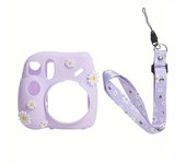 1 Set Silicone Protective Case for Fujifilm Instax Mini 7 Plus Camera (with DIY Accessories and Adjustable Shoulder Strap)