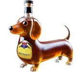 Botella de whisky con forma de perro salchicha, vasos de whisky grabados en 3D, juego de decantador de vino y whisky con forma de perro, regalo para amantes del whisky, decoración de bar (estilo B)