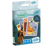 SHUFFLE - 4 en 1 Juego de Cartas - Barajas Disney RAYA Y EL ÚLTIMO DRAGÓN - Entre 2 y 4 Jugadores - Tiempo de Juego 10 minutos - Para Mayores de 6 años