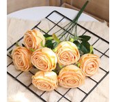 2 piezas de rosas artificiales, una rama de 7 ramos abiertos, tallos de rosas de imitación se utilizan para arreglos de boda, ramos de novia, decoración del hogar (blanco)