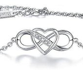 Pulsera del Infinito, joyería plateada Oro Blanco ajustable de la pulsera del Amor sin fin para las Mujeres