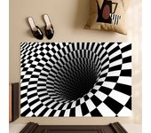 3D Illusion Black and White Checkerboard Floor Mat Bedroom Kitchen Door Bath House Super Absorbent Foot Non-slip