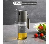 Botella de aerosol de 250ml Dispensadores de Aceite de cocina de Vidrio de borosilicato de Alta Mister para freidora de Aire Ensalada para hornear