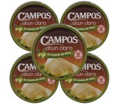 Atún claro en aceite de oliva Campos 160 g pack de 5 latas