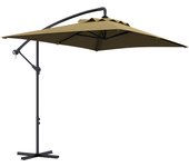 Outsunny Parasol Excéntrico Ø 290 cm Sombrilla de Jardín con Base Cruzada Manivela Funda para Sombrilla y Cuerda de Viento Anti-UV 50+ Sombrilla para Terraza Patio