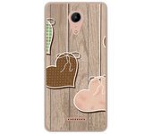 Tumundosmartphone Funda Gel Tpu para Wiko Tommy2 Diseño Corazones Madera Dibujos