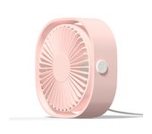 Mini ventilador de escritorio USB, silencioso, portátil, alimentado únicamente por USB (sin batería), 3 velocidades, giro ajustable de 360° para el hogar y viajes. Rosa