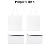 DIY White Sublimation Tote and Cosmetic Bag Pencil Case- Reusable Canvas Grocery Bag with Zippered Makeup Pouch